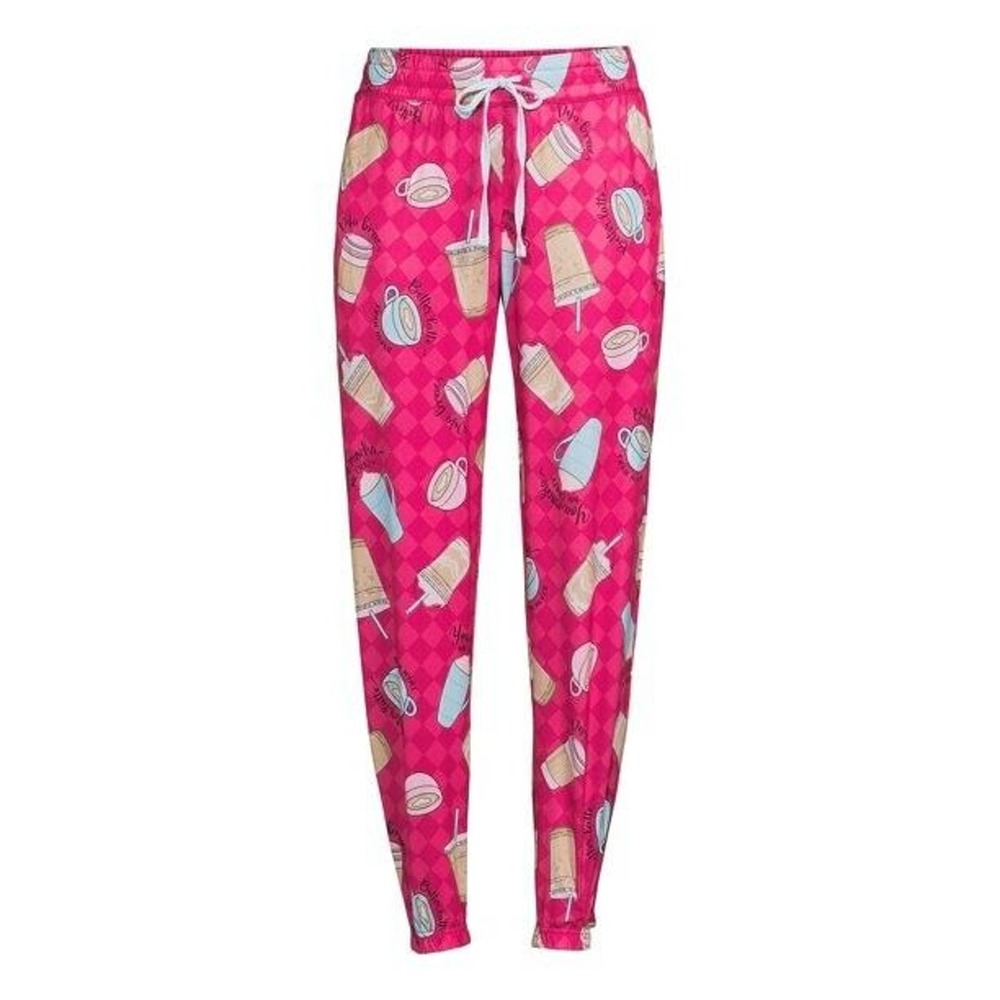 Briefly Stated 2X Women’s Coffee Mocha Sleep Joggers pockets pink sleeper NWT